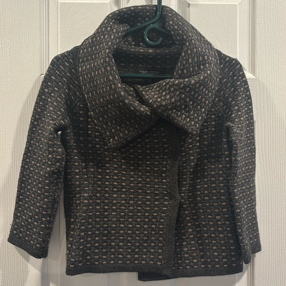 Banana Republic cowl-neck 3/4 sleeve Italian wool cardigan